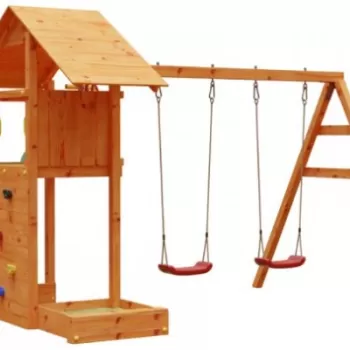 Complex joaca din lemn Smart 2 cu leagane, zid de catarat, turn Fungoo imagine