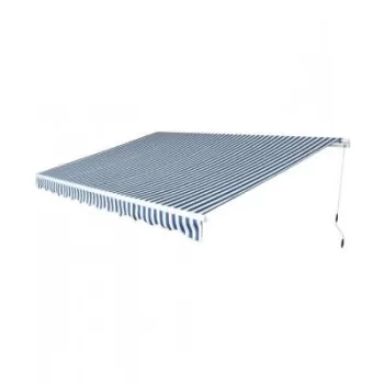 Copertina pliabila cu actionare manuala, 450 cm, albastru/alb imagine