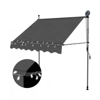 Copertina retractabila manual cu led, antracit, 100 cm imagine