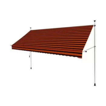 Copertina retractabila manual, portocaliu si maro, 300 cm imagine