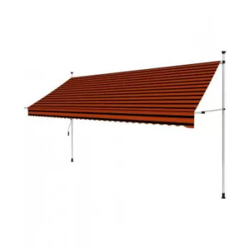 Copertina retractabila manual, portocaliu si maro, 350 cm imagine