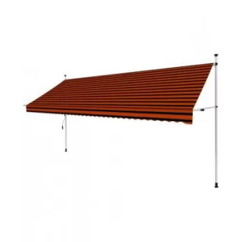 Copertina retractabila manual, portocaliu si maro, 400 cm imagine