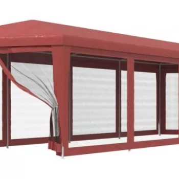 Cort de petrecere cu 10 pereti din plasa, rosu, 3x12 m, hdpe imagine