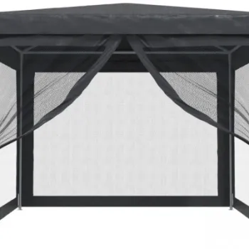Cort de petrecere cu 4 pereti din plasa, antracit, 3x4 m, hdpe imagine