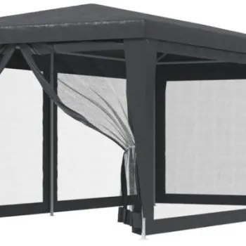 Cort de petrecere cu 6 pereti din plasa, antracit, 3x6 m, hdpe imagine