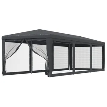 Cort de petrecere cu 8 pereti din plasa, antracit, 3x9 m, hdpe imagine
