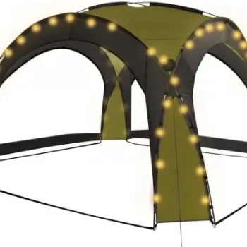 Cort de petrecere cu LED si 4 pereti, verde, 3,6 x 3,6 x 2,3 m imagine