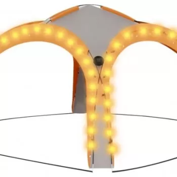 Cort petrecere cu LED, 4 pereti, gri si portocaliu, 3,6x3,6x2,3 m imagine