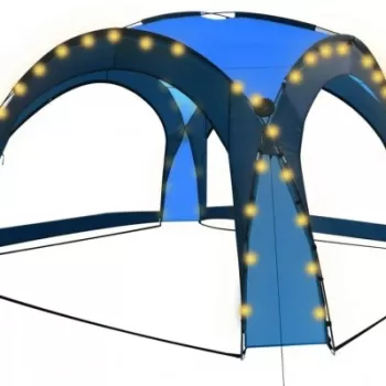 Cort petrecere cu LED & 4 pereti laterali albastru 3,6x3,6x2,3m imagine