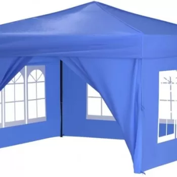 Cort pliabil pentru evenimente, 3x3m, albastru, cu pereti laterali imagine