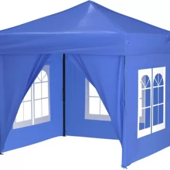 Cort pliabil pentru petrecere, pereti laterali, albastru, 2x2 m imagine