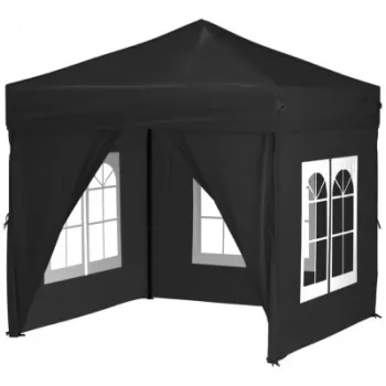 Cort pliabil pentru petrecere, pereti laterali, negru, 2x2 m imagine