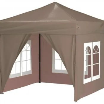 Cort pliabil pentru petrecere, pereti laterali, taupe, 2x2 m imagine
