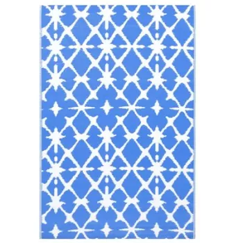 Covor de exterior, albastru/alb, 120x180 cm, pp imagine