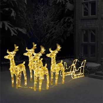 Decoratiune de Craciun cu reni si sanie, 280x28x55, acril imagine