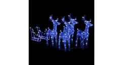 Decoratiune de Craciun cu reni si sanie, 280x28x55, acril imagine