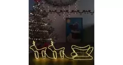 Decoratiune de Craciun cu reni si sanie, 576 leduri, exterior imagine
