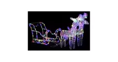 Decoratiune de Craciun reni si sanie 160 LED-uri 130 cm acril imagine