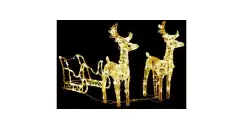 Decoratiune de Craciun reni si sanie 160 leduri 130 cm acrilic imagine