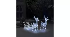 Decoratiune de Craciun reni si sanie 240 leduri 130 cm acrilic imagine