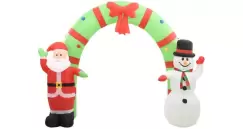 Decoratiune gonflabila Mos Craciun si om de zapada, LED, 223 cm imagine