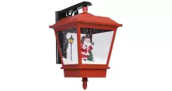 Felinar de perete cu leduri si Mos Craciun, rosu, 40x27x45 cm imagine