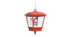 Felinar suspendat cu LED si Mos Craciun, rosu, 27x27x45 cm imagine