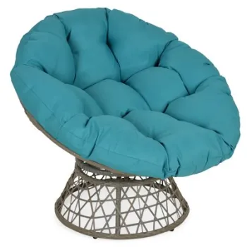 Fotoliu balansoar si rotativ MARVIN lungime 97 latime 85 inaltime 80 gri cu albastru imagine