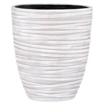 Ghiveci oval LOOP lungime 33 latime 15 inaltime 36 ivory  imagine