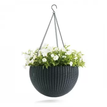 Ghiveci suspendat din rattan - Hanging Sphere Antracit imagine