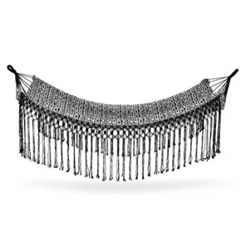 Hamac BRAZIL lungime 200 278 latime 100 alb cu negru imagine