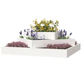 Jardiniera, alb, 83x83x27 cm, lemn masiv de pin imagine