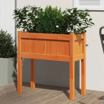 Jardiniera gradina cu picioare maro ceruit 70x31x70 cm lemn pin imagine