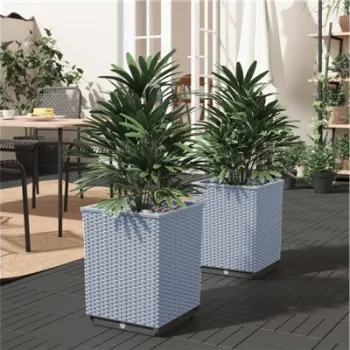 Jardiniere, 2 buc., gri deschis, 30x30x37 cm, polipropilena imagine