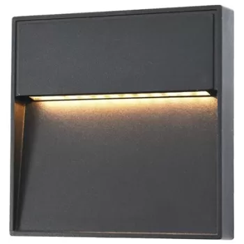 Lampi de perete led de exterior, 2 buc., negru, 3 w, patrat imagine