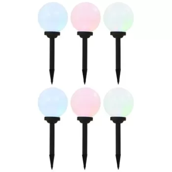 Lampi solare de exterior, 6 buc., 20 cm, rgb, sferic, led imagine