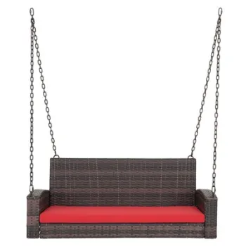 Leagan 2 locuri LISBOA lungime 130 latime 58 inaltime 60 maro cu rosu  imagine