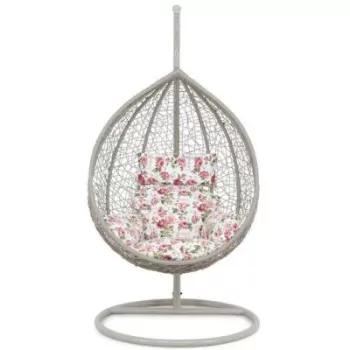 Leagan balansoar gradina din poliratan, M BOWL, L 94 x l 95 x H 190, gri imagine