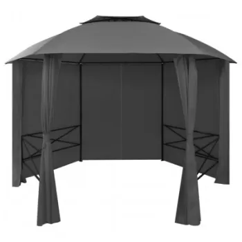 Marchiza pavilion de gradina cu perdele, 360x265 cm, hexagonal imagine