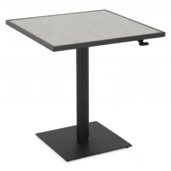 Masa bar pentru gradina, reglabila pe inaltime, DIMAR, 70x70 cm, negru cu gri, din aluminiu, otel si HPL imagine