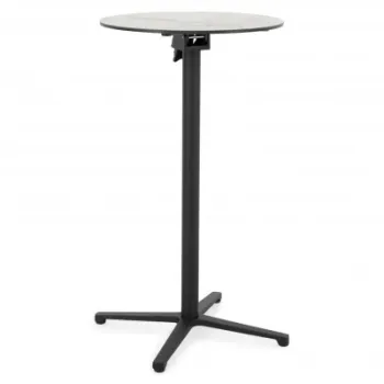 Masa bar pentru gradina, rotunda, CLEO, diametru 60 cm, negru cu mix gri, blat HPL, aluminiu imagine