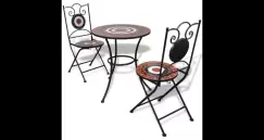 Masa bistro mozaic 60 cm, 2 scaune, teracota/alb imagine