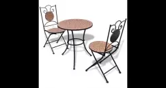 Masa bistro mozaic 60 cm cu 2 scaune aspect teracota imagine