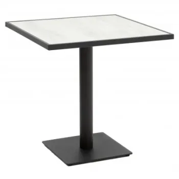 Masa cafea pentru gradina, patrata, SIGNUM, 72x72 cm, negru cu alb, blat HPL, structura otel imagine