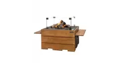 Masa cocon Lounge & Dining dreptunghiulara din lemn de tec, cu arzator gri imagine