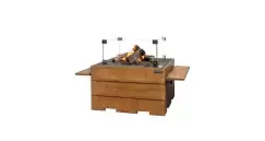 Masa cocon Lounge & Dining dreptunghiulara din lemn de tec, cu arzator negru imagine