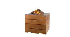 Masa cocon Lounge & Dining patrata din lemn de tec, cu arzator gri imagine