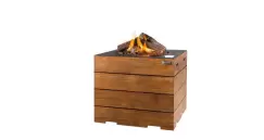 Masa cocon Lounge & Dining patrata din lemn de tec, cu arzator negru imagine