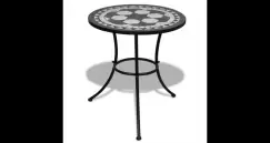 Masa cu blat mozaic 60 cm Alb/Negru imagine