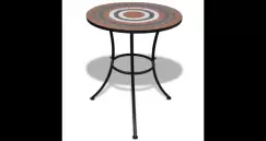 Masa cu blat mozaic 60 cm Alb/Teracota imagine